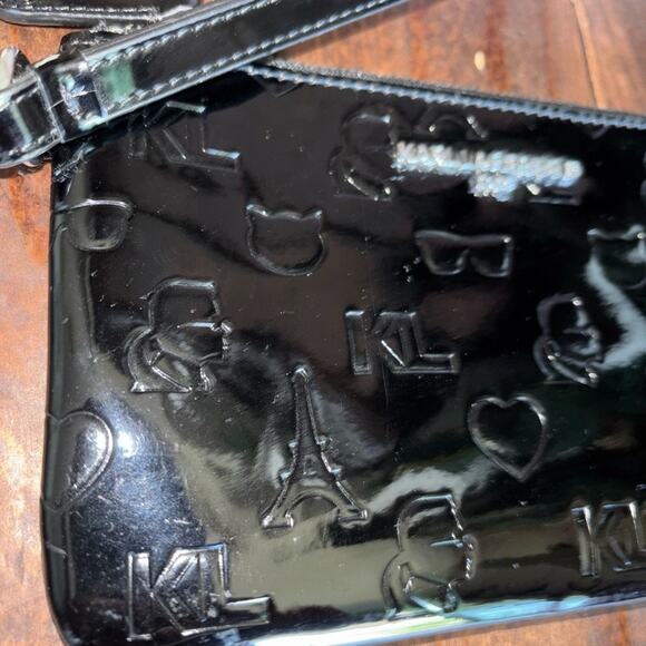 Karl Lagerfeld Black Embossed wristlet like new - Picture 3 of 7